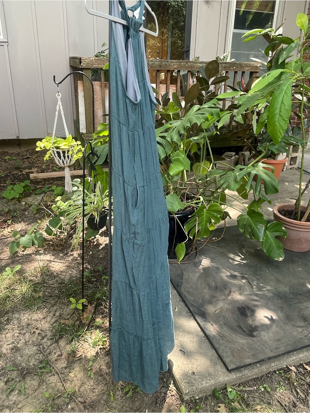 Women's Maxi Halter Dress in Teal Green